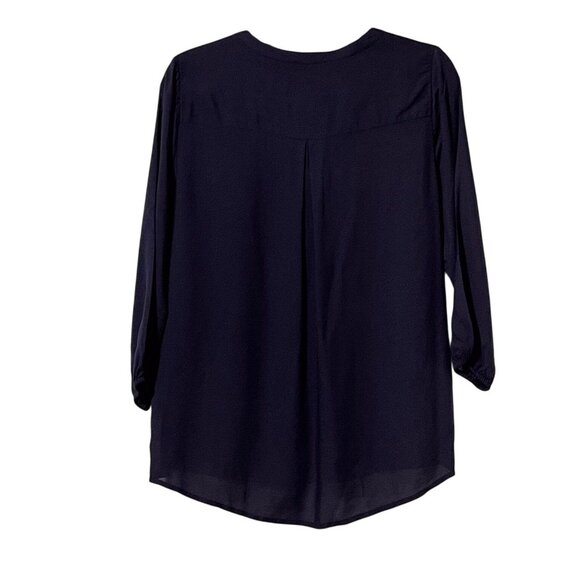 Lucky Brand Womens Navy Blouse With Red Embroidery M - Picture 2 of 5